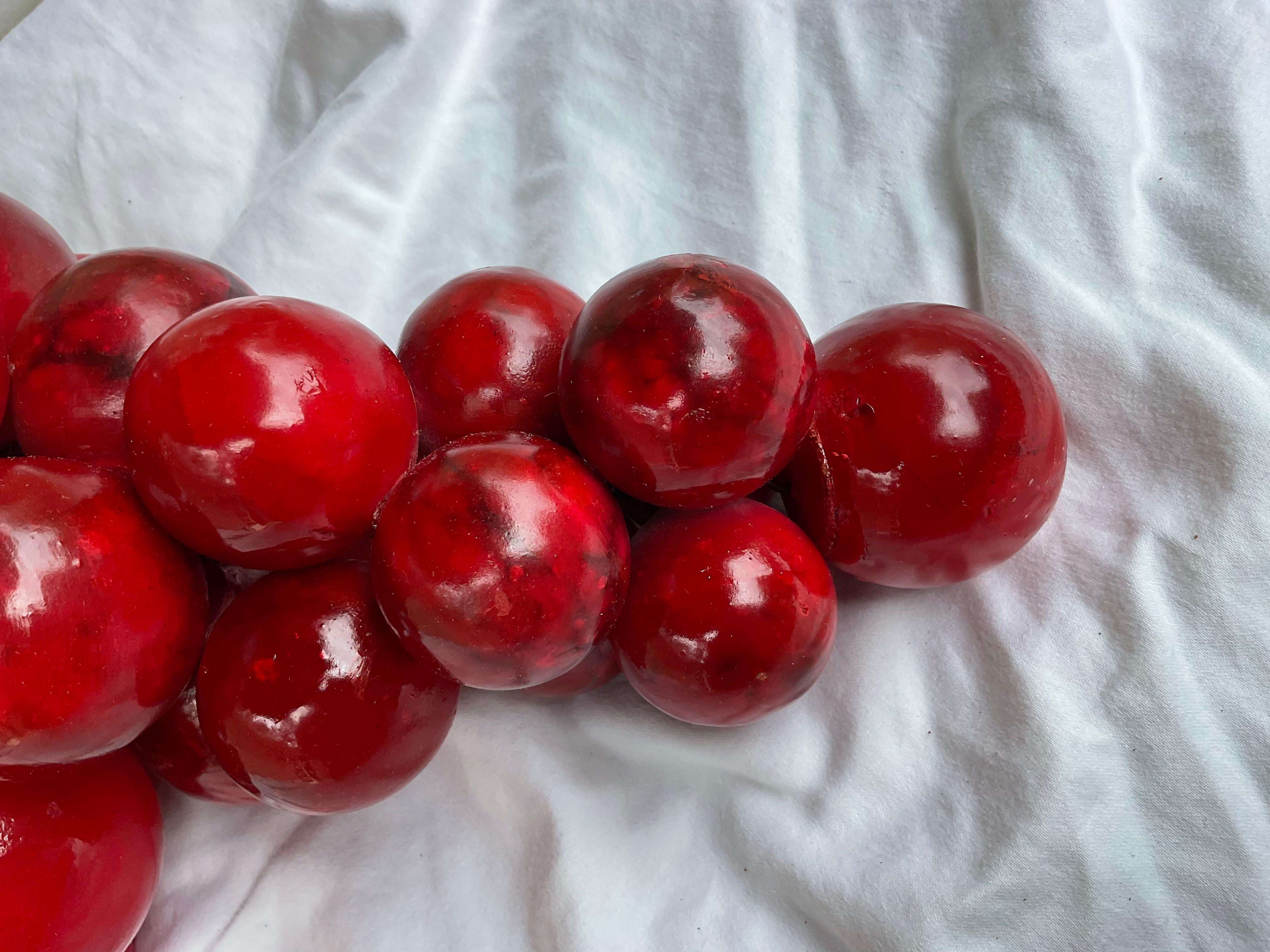 Alabaster 1970s Oversized Italian Stone Grapes in Red