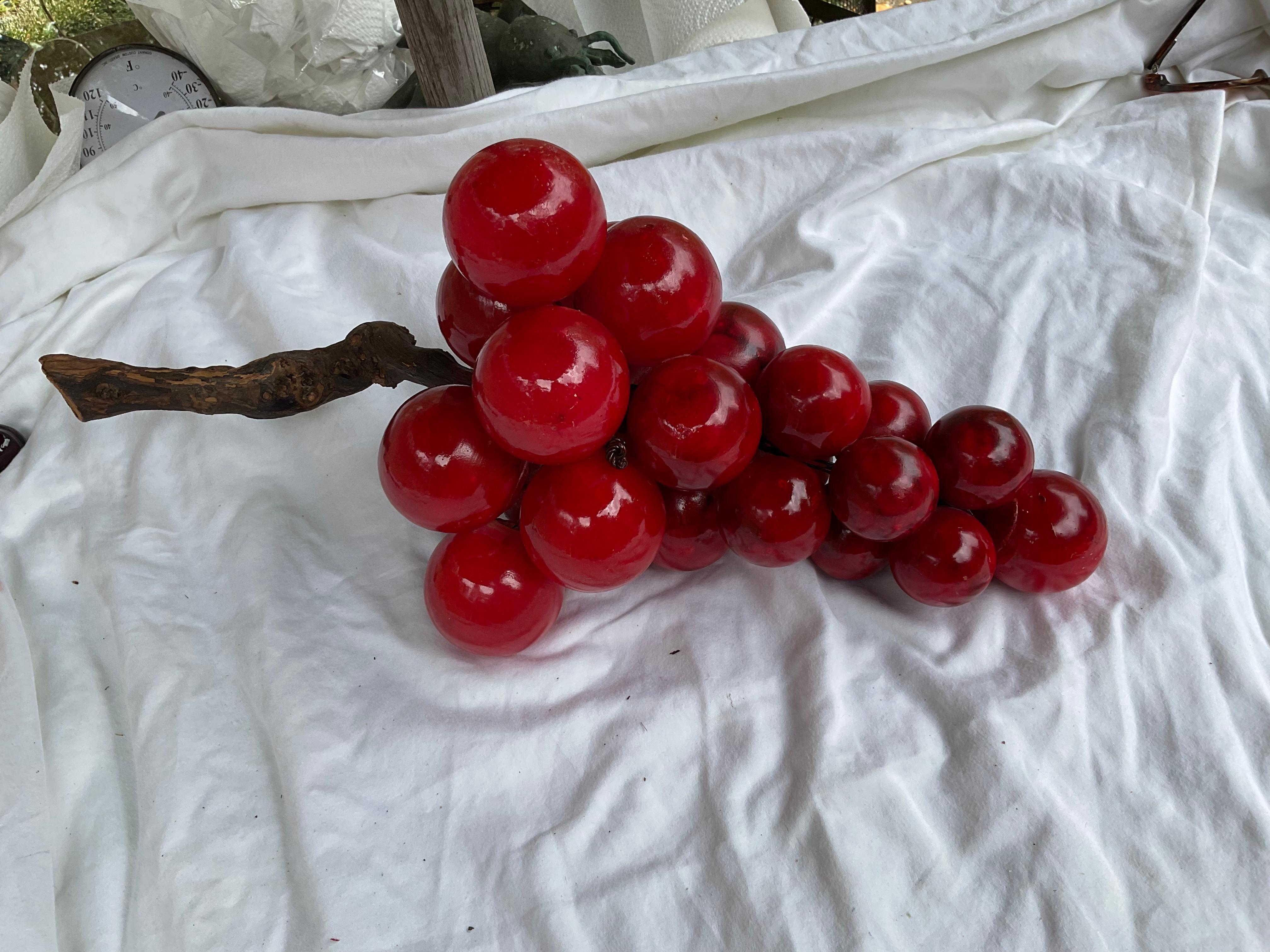 1970s Oversized Italian Stone Grapes in Red 1