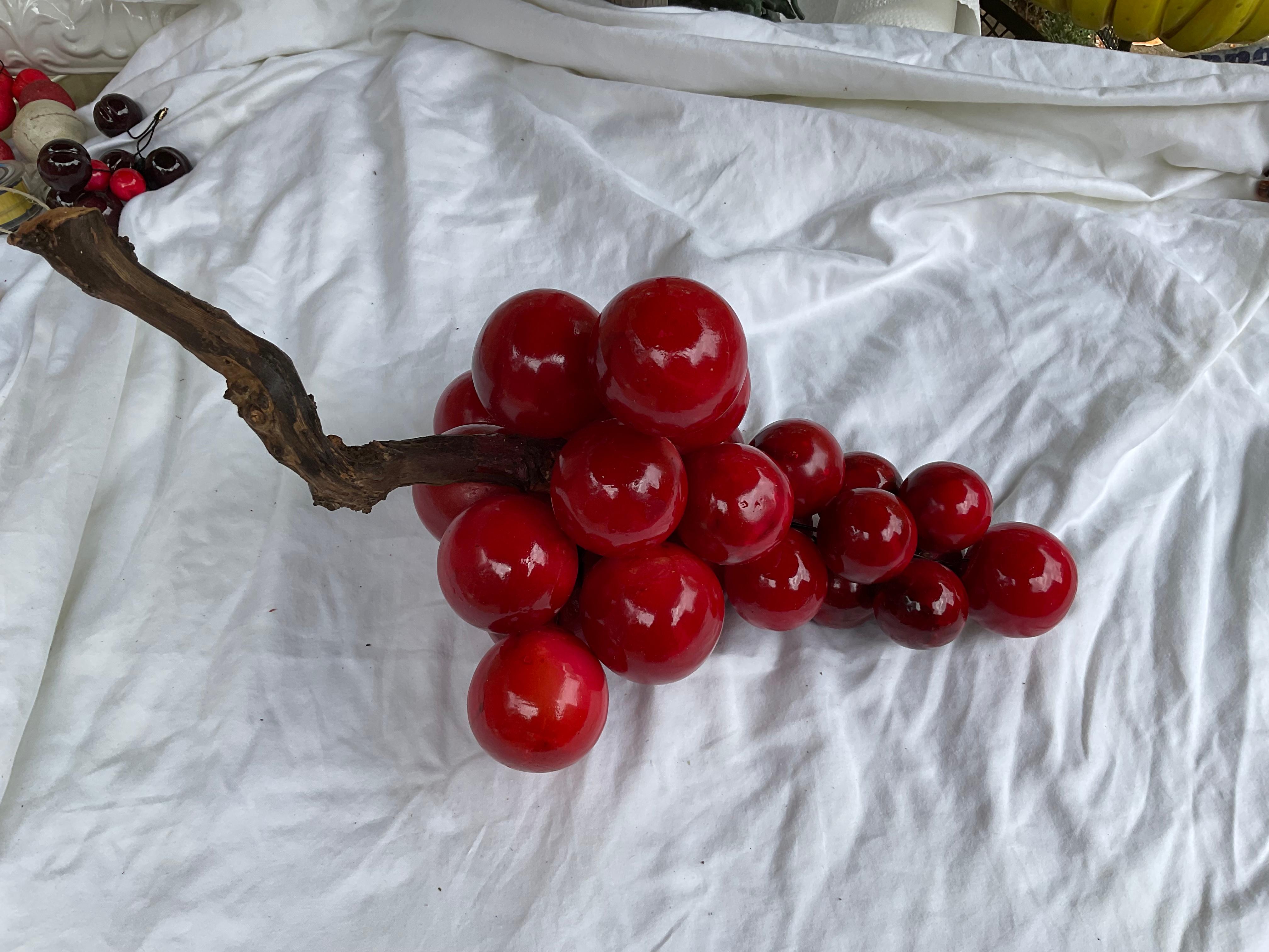 1970s Oversized Italian Stone Grapes in Red 2