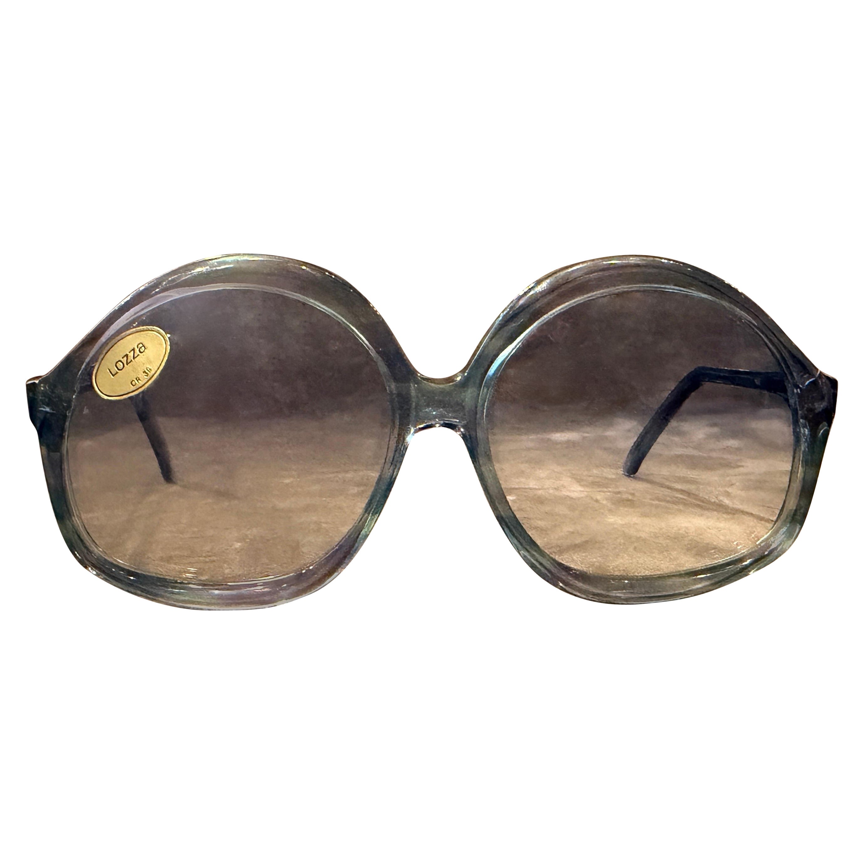 Gafas de sol italianas vintage azul jaspeado de gran tamaño de los años 70, de Lozza
