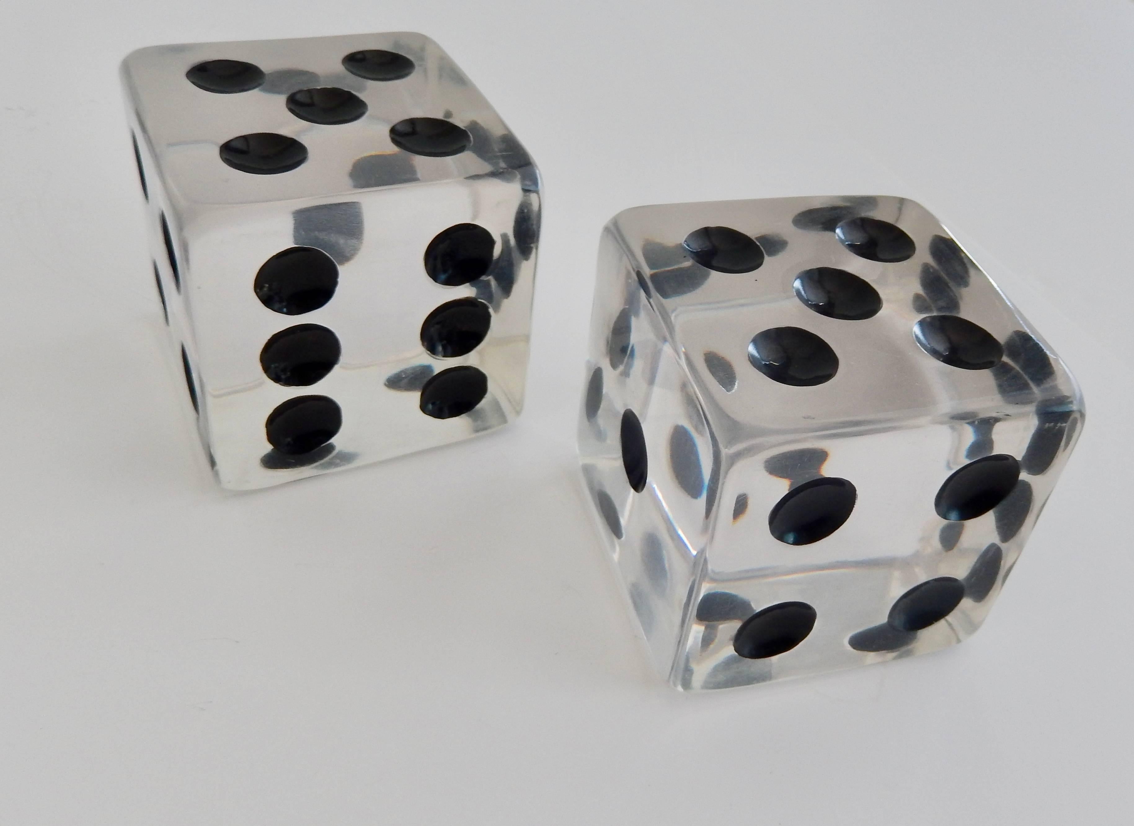 Mid-Century Modern 1970s Oversized Pair of Lucite Dice or Pop Art For Sale
