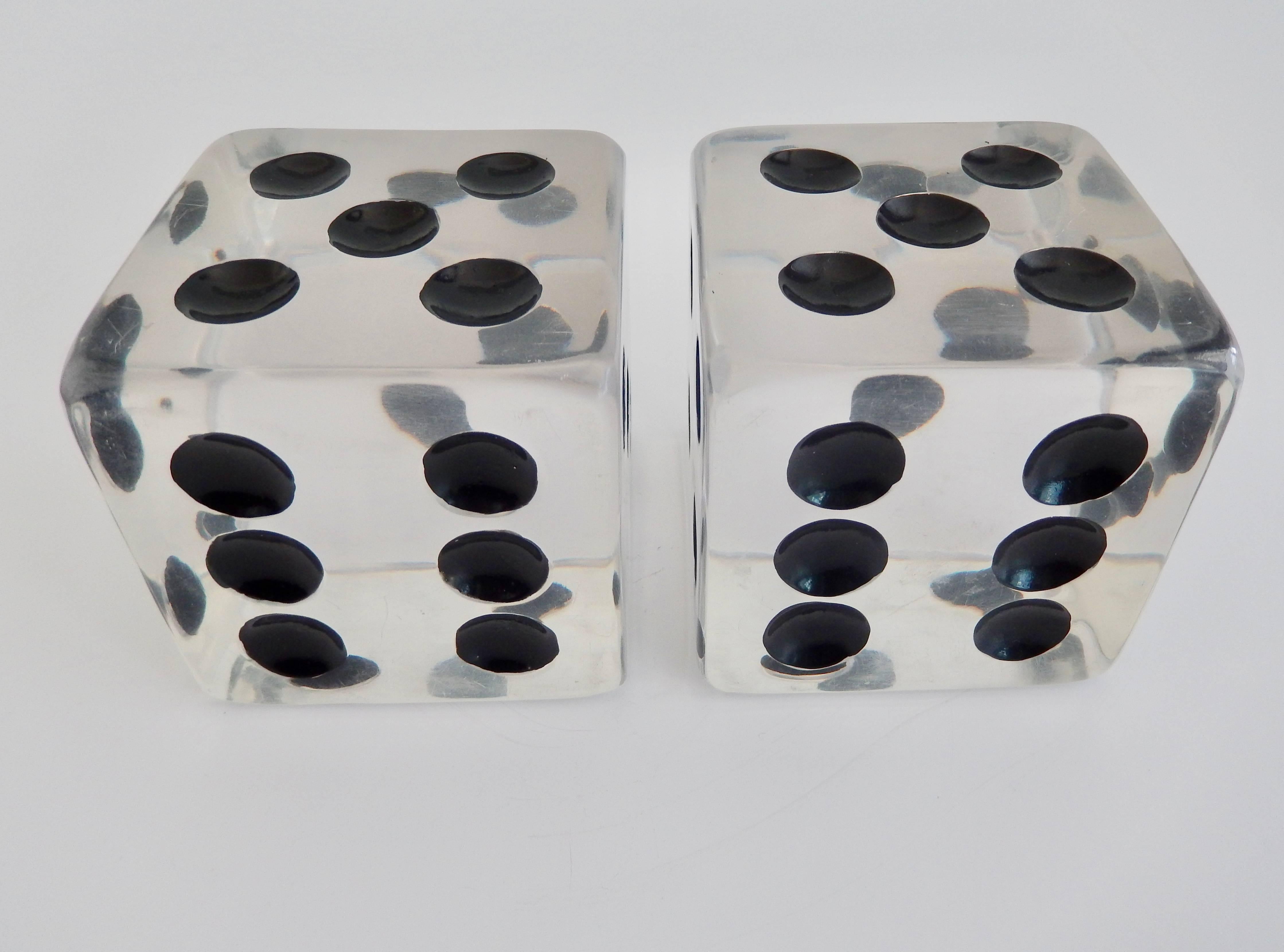 American 1970s Oversized Pair of Lucite Dice or Pop Art For Sale