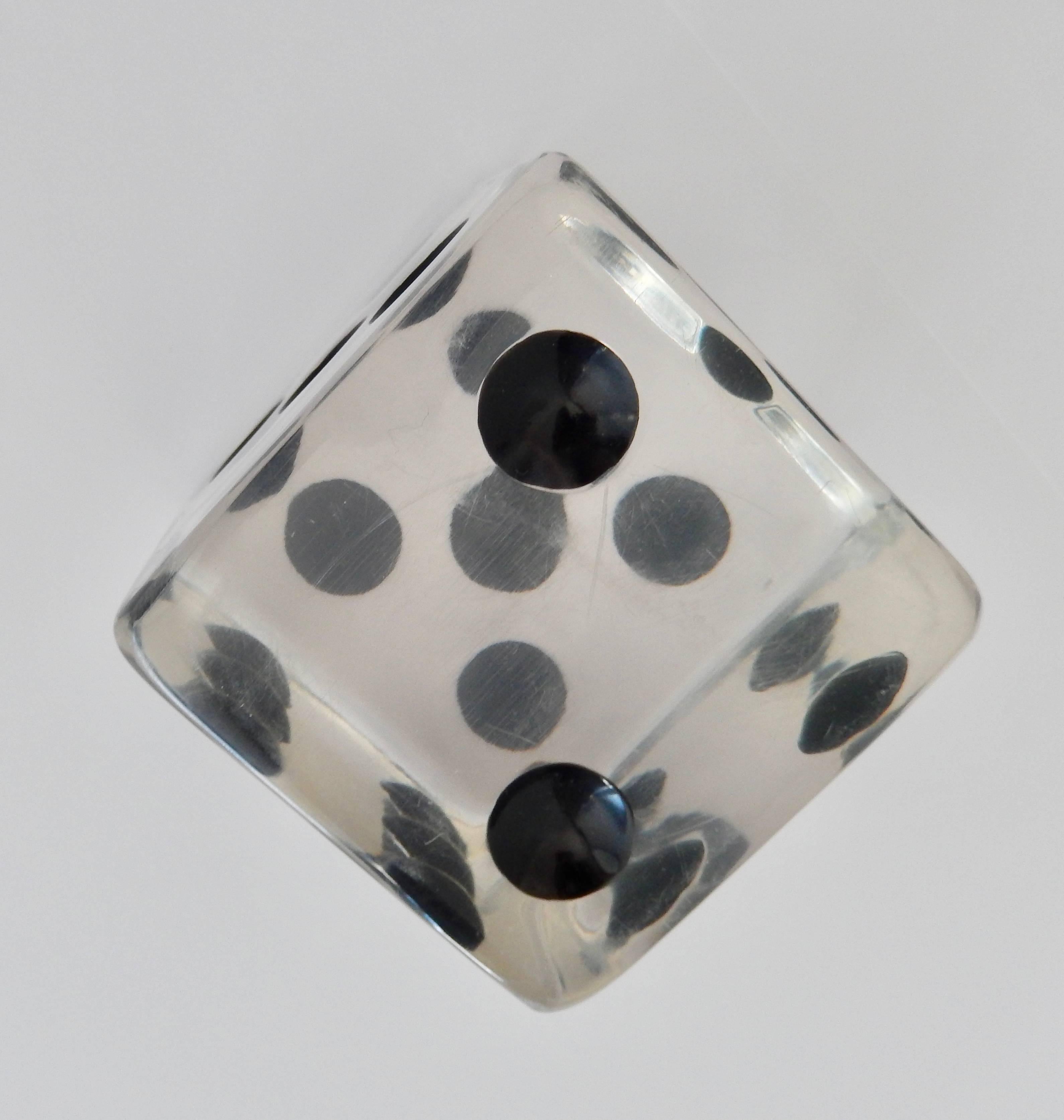 Enameled 1970s Oversized Pair of Lucite Dice or Pop Art For Sale