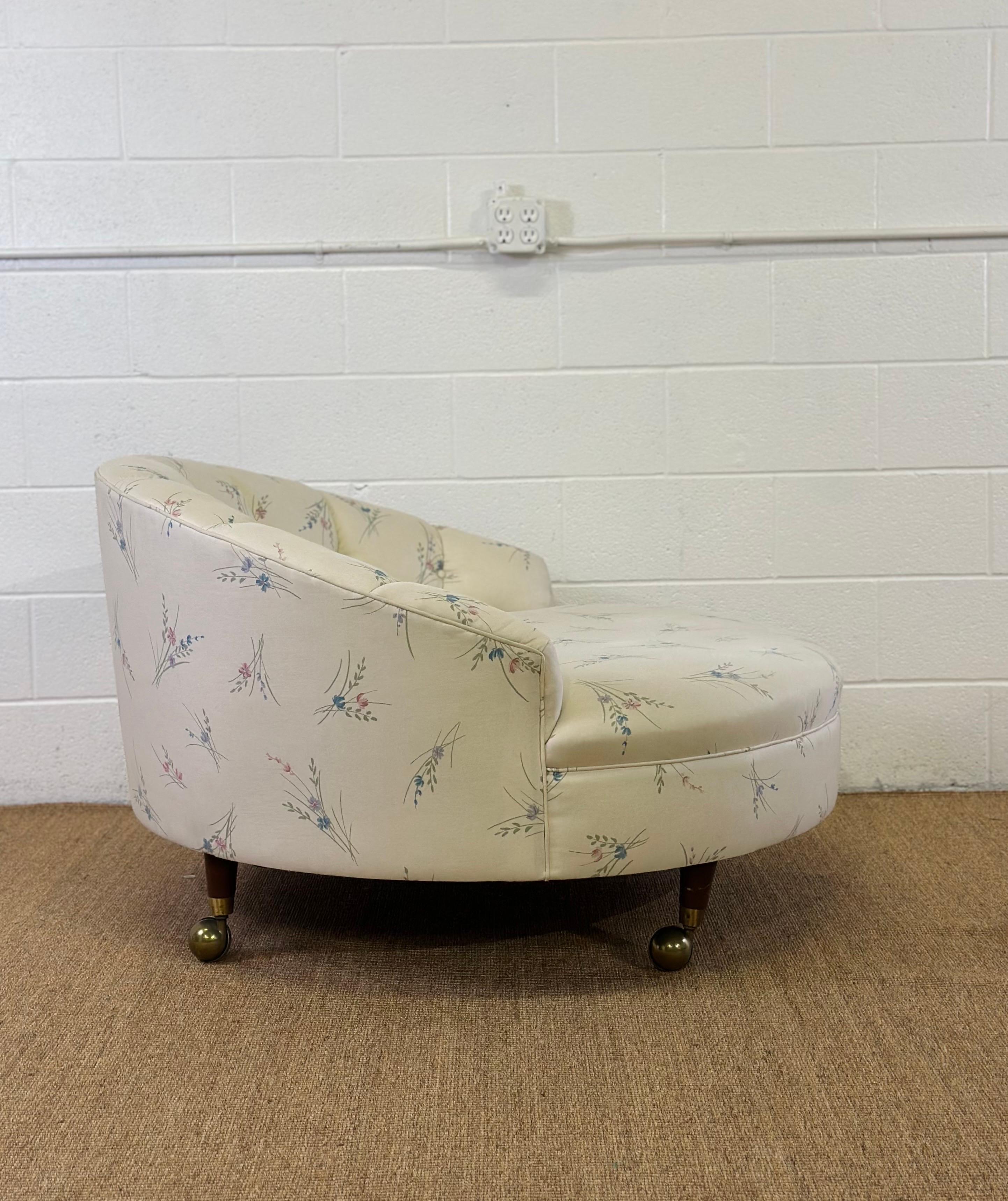 American 1970s Oversized Tufted Back Barrel Tub Chair  For Sale