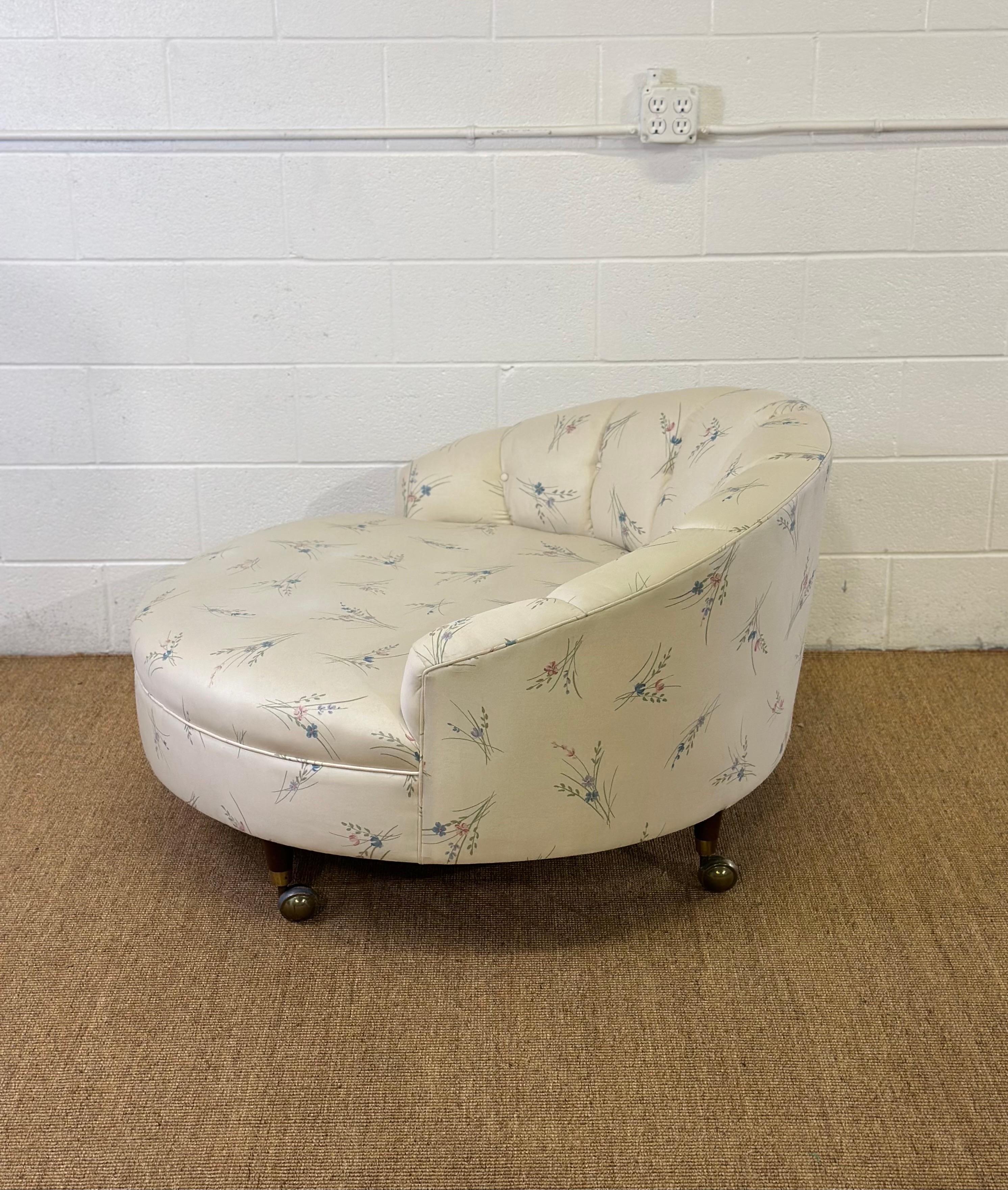 1970s Oversized Tufted Back Barrel Tub Chair  In Good Condition For Sale In Farmington Hills, MI