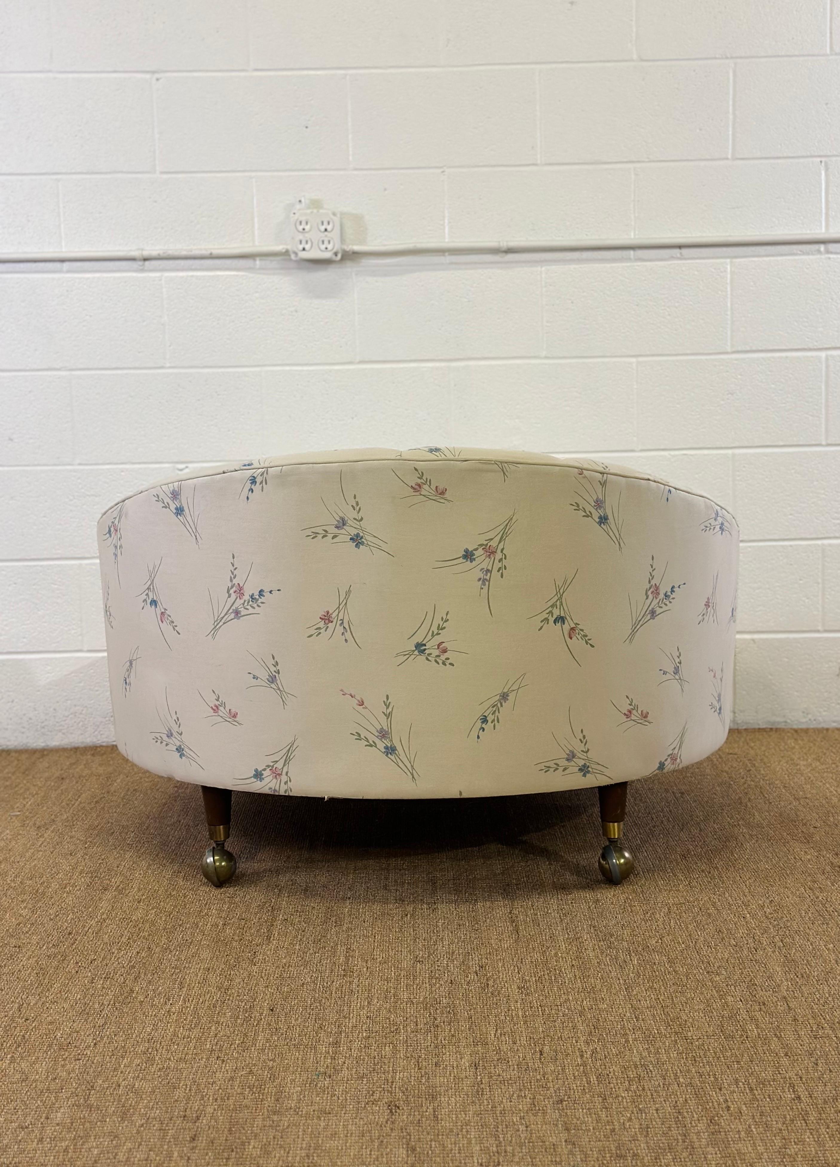 Upholstery 1970s Oversized Tufted Back Barrel Tub Chair  For Sale