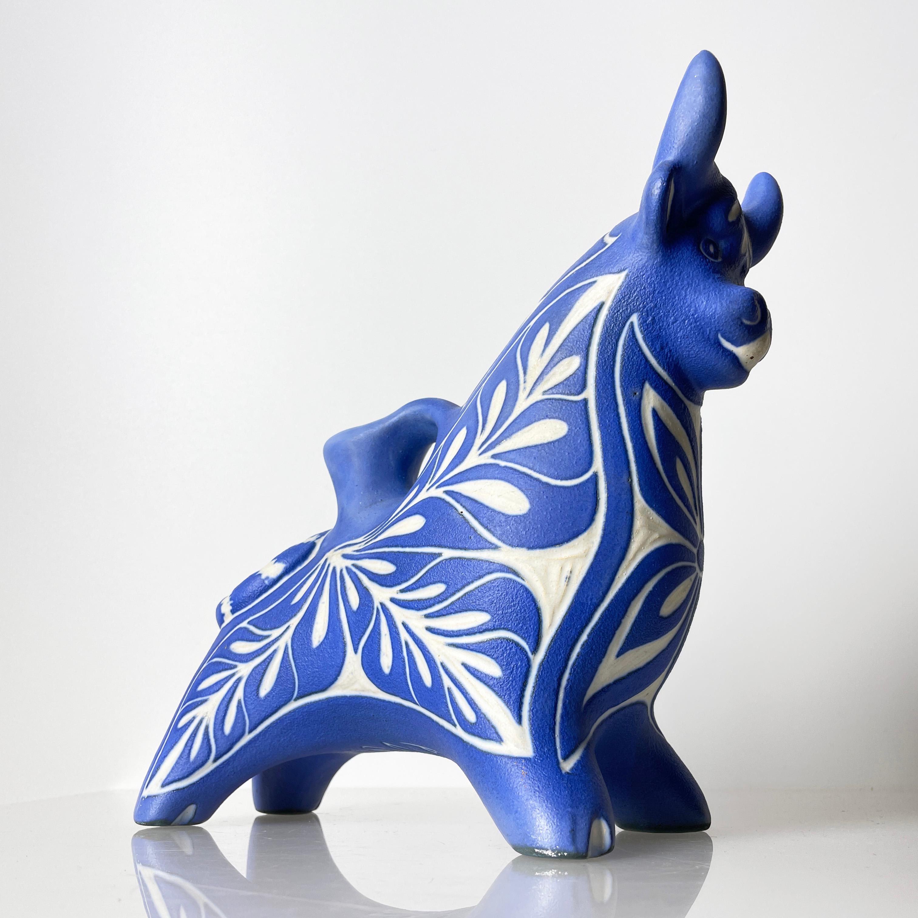 Mid-Century Modern 1970's Pablo Zabel Chile Porcelain Bull  For Sale