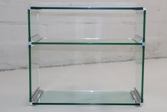 1970's Pace Collection 3 Tier Glass And Aluminum Console