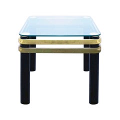 1970s Pace Collection Brass and Black Lacquer Side Table