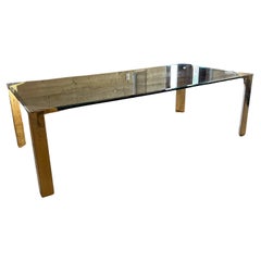 1970s Pace Collection Long Dining Table Brass Legs Base