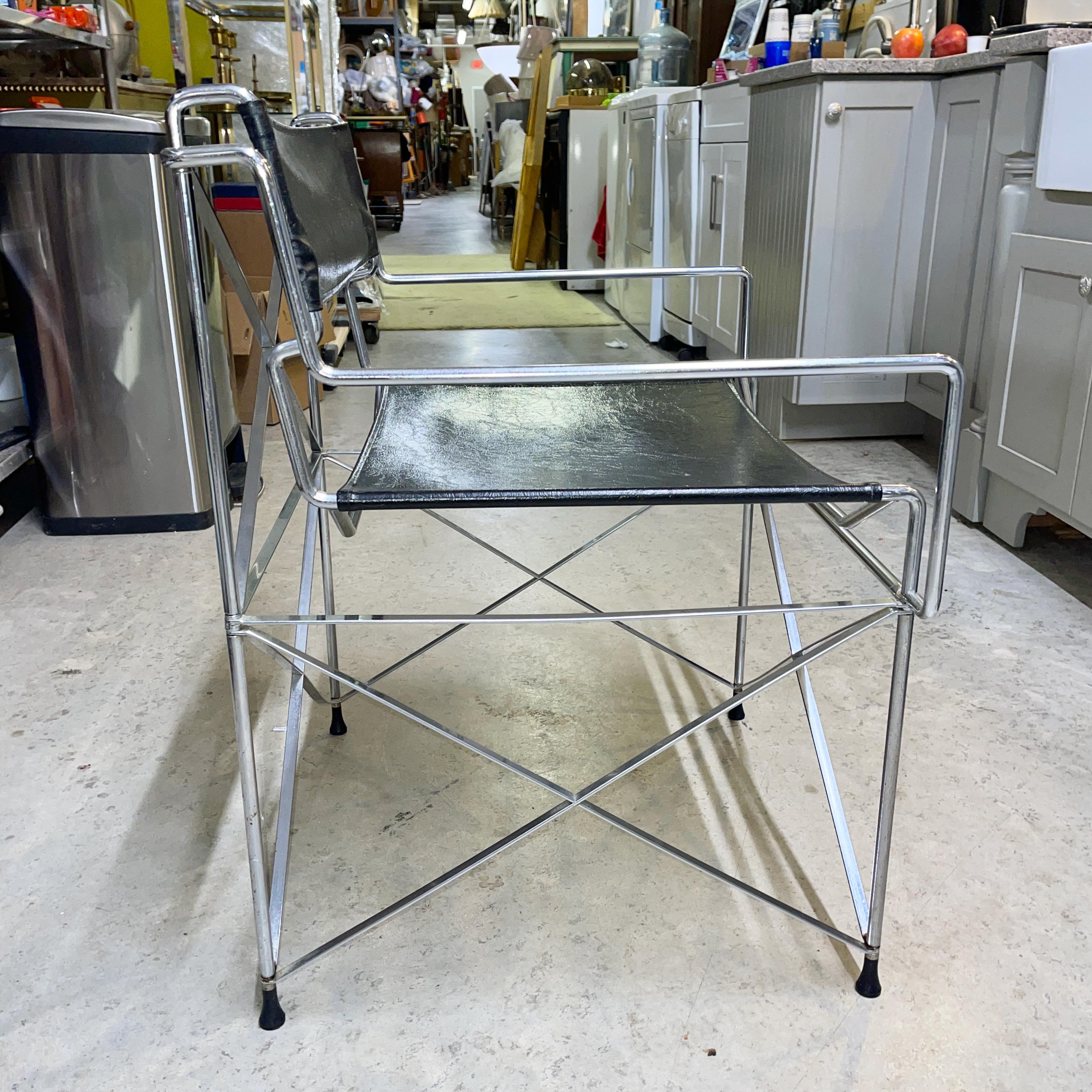 Table de salle à manger à abattant et six chaises en chrome de la collection Pace des années 1970 en vente 5