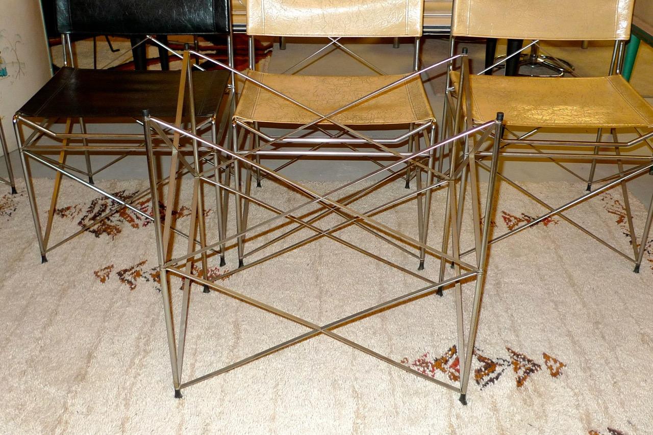 1970's Pace Collection Chrome Scaffold Dining Table & Six Chairs For Sale 13
