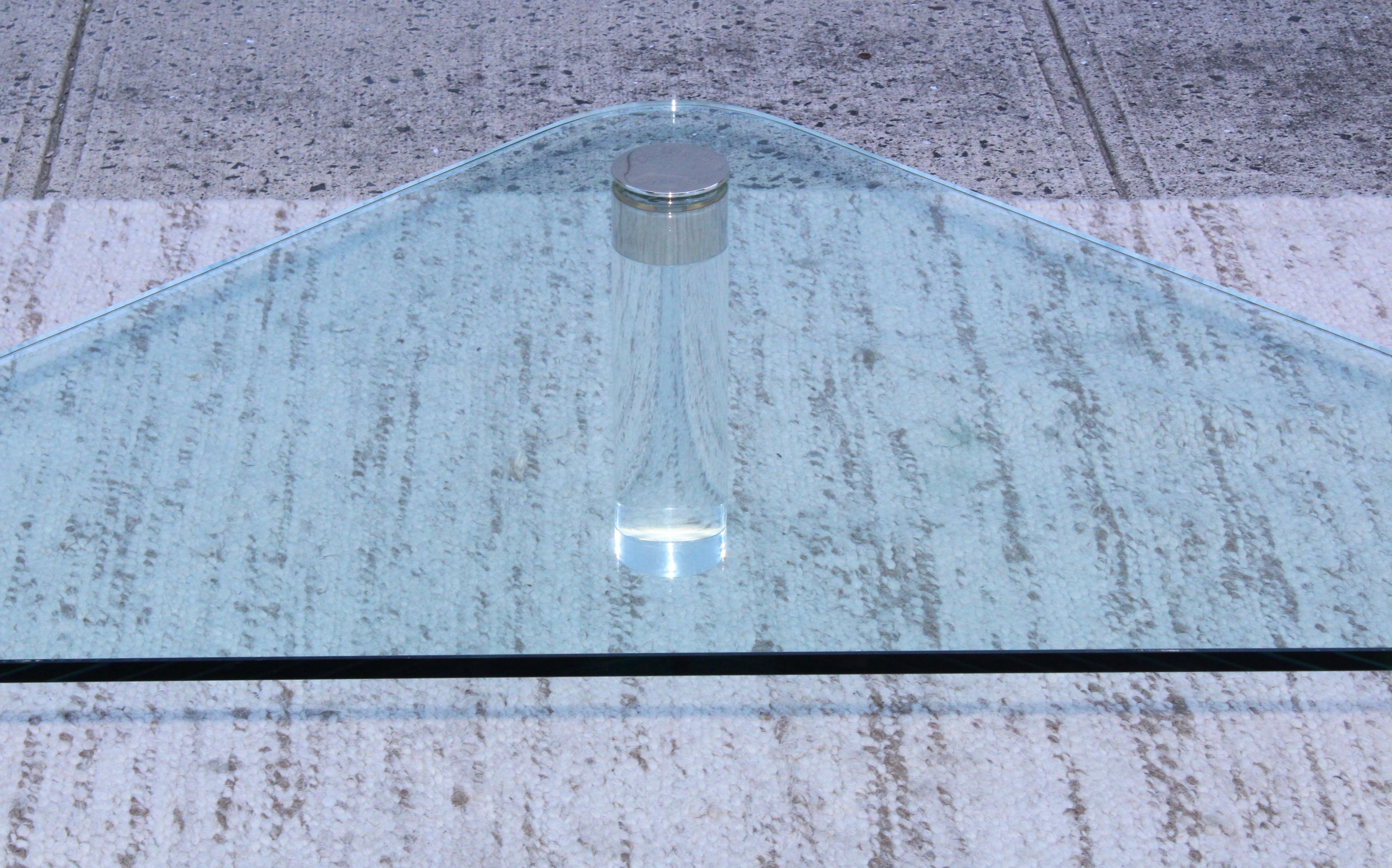 1970s Pace Collection Custom Order Triangular Lucite Coffee Table 5