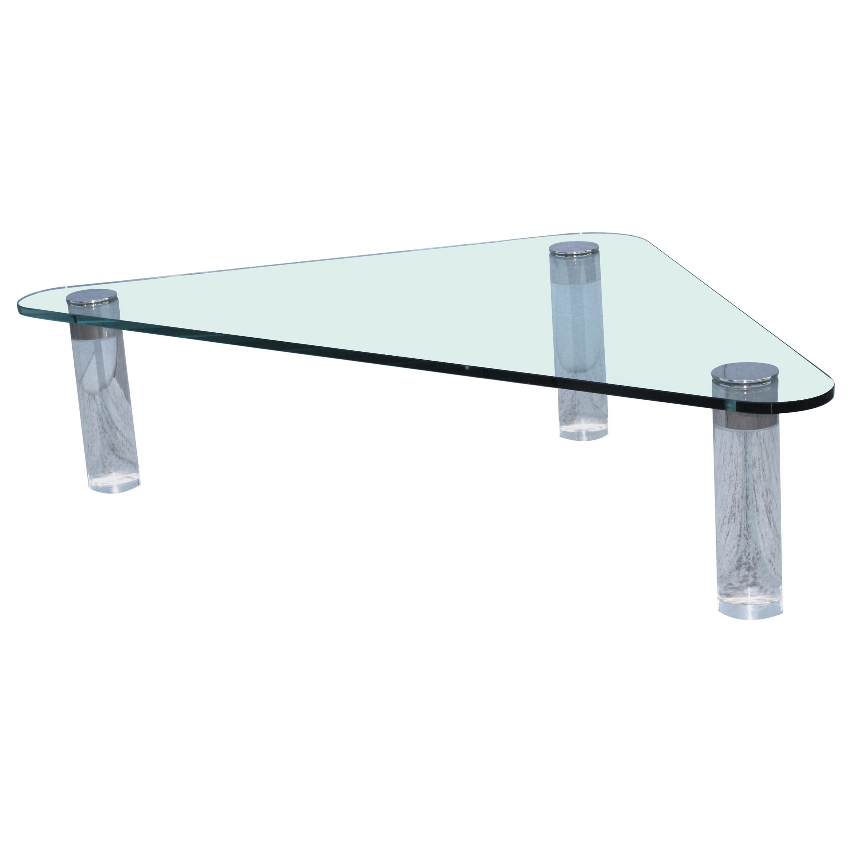 1970s Pace Collection Custom Order Triangular Lucite Coffee Table