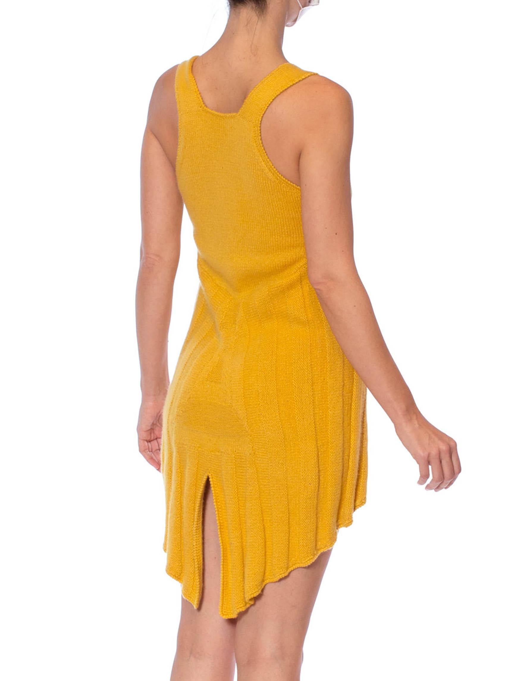 Women's 1970S PACO RABANNE Attributed Mustard Yellow Cashmere Blend Knit Sexy Cut-Out D For Sale