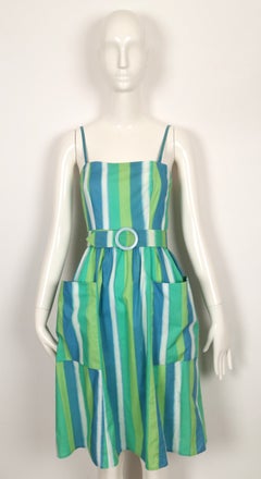 1970's PACO RABANNE cotton day dress in watercolor stripes