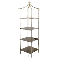 Estantería Pagoda de latón y bambú sintético, Bélgica, años 70