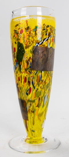 1970s Painted Crystal Vase from the Kosta Wedding House