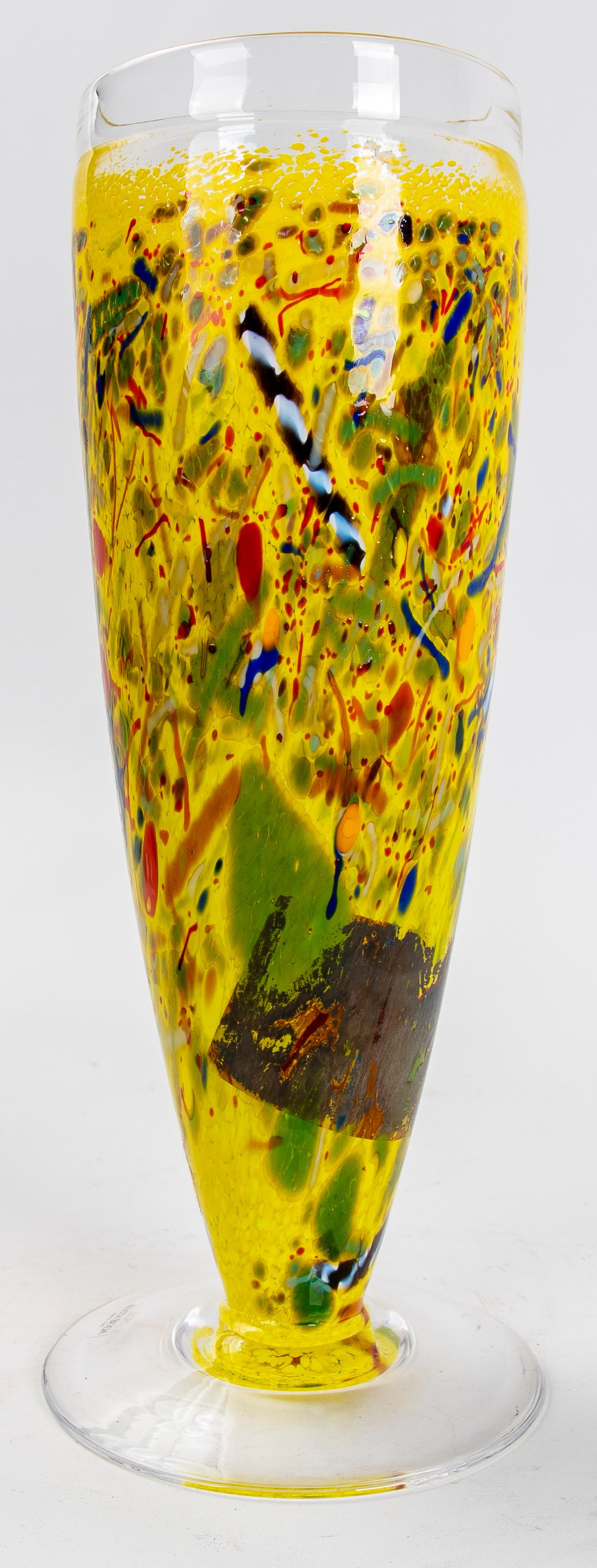 20th Century 1970s Painted Crystal Vase from the Kosta Wedding House For Sale