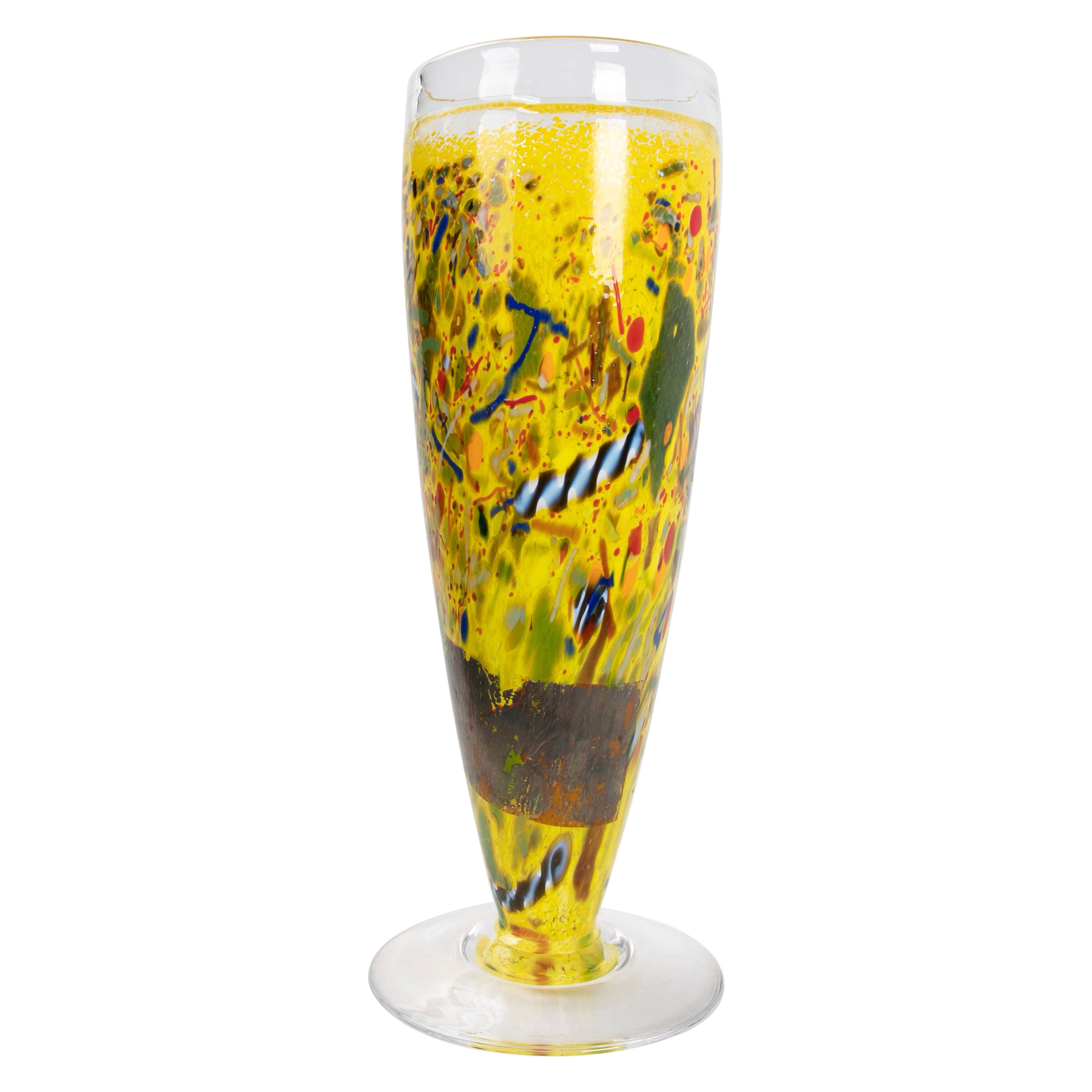Vaso di cristallo dipinto degli anni '70 della Casa degli sposi Kosta in vendita