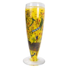 1970s Painted Crystal Vase from the Kosta Wedding House