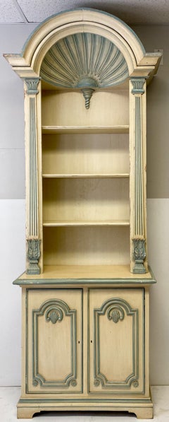 1970s Painted Grotto Inspired Carved Pine Shell Bookcases / Cabinets, a Pair
