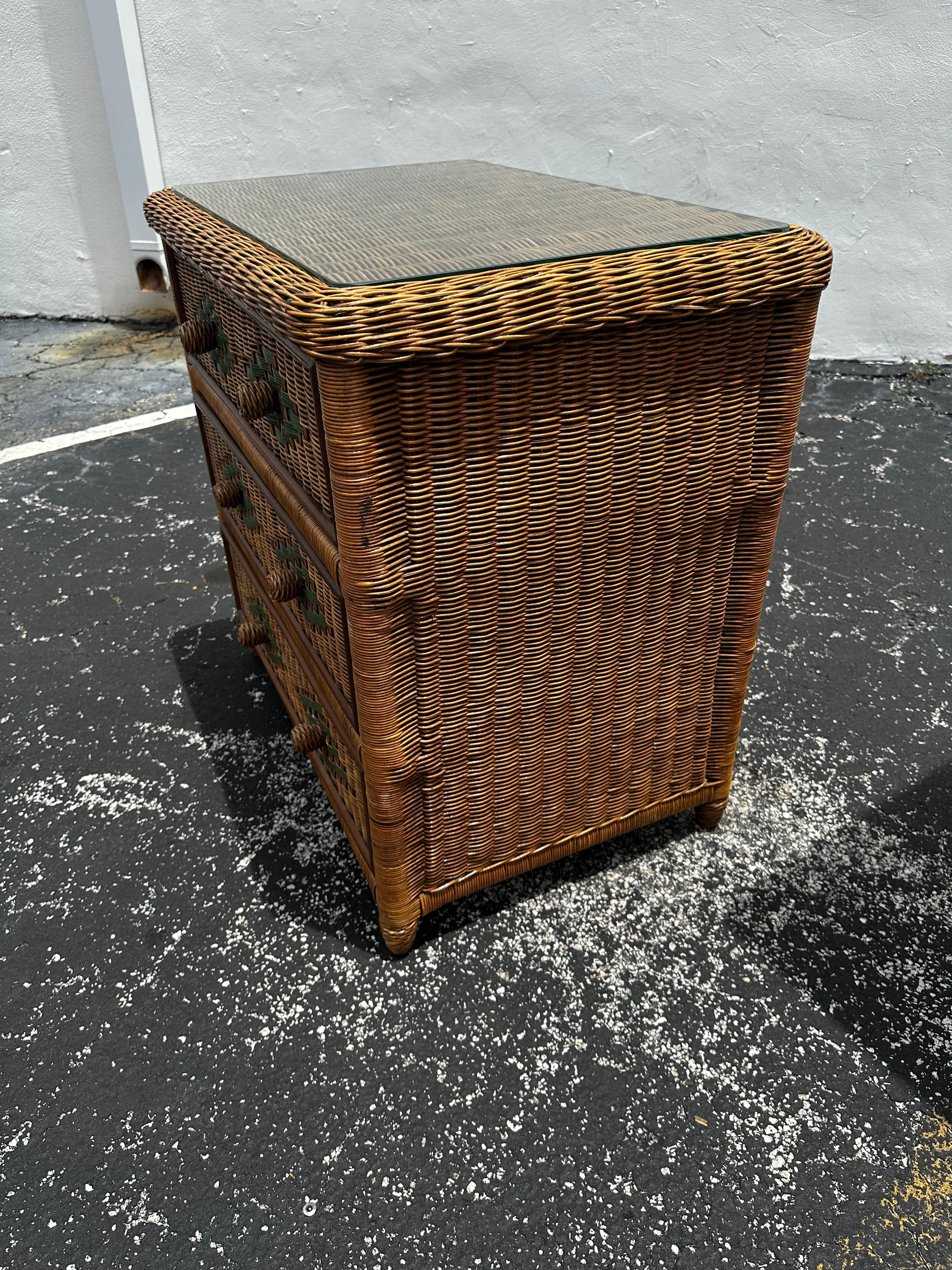 1970s Arch Rattan Wardrobe Armoire Chest of Drawers, set of 2 For Sale 5