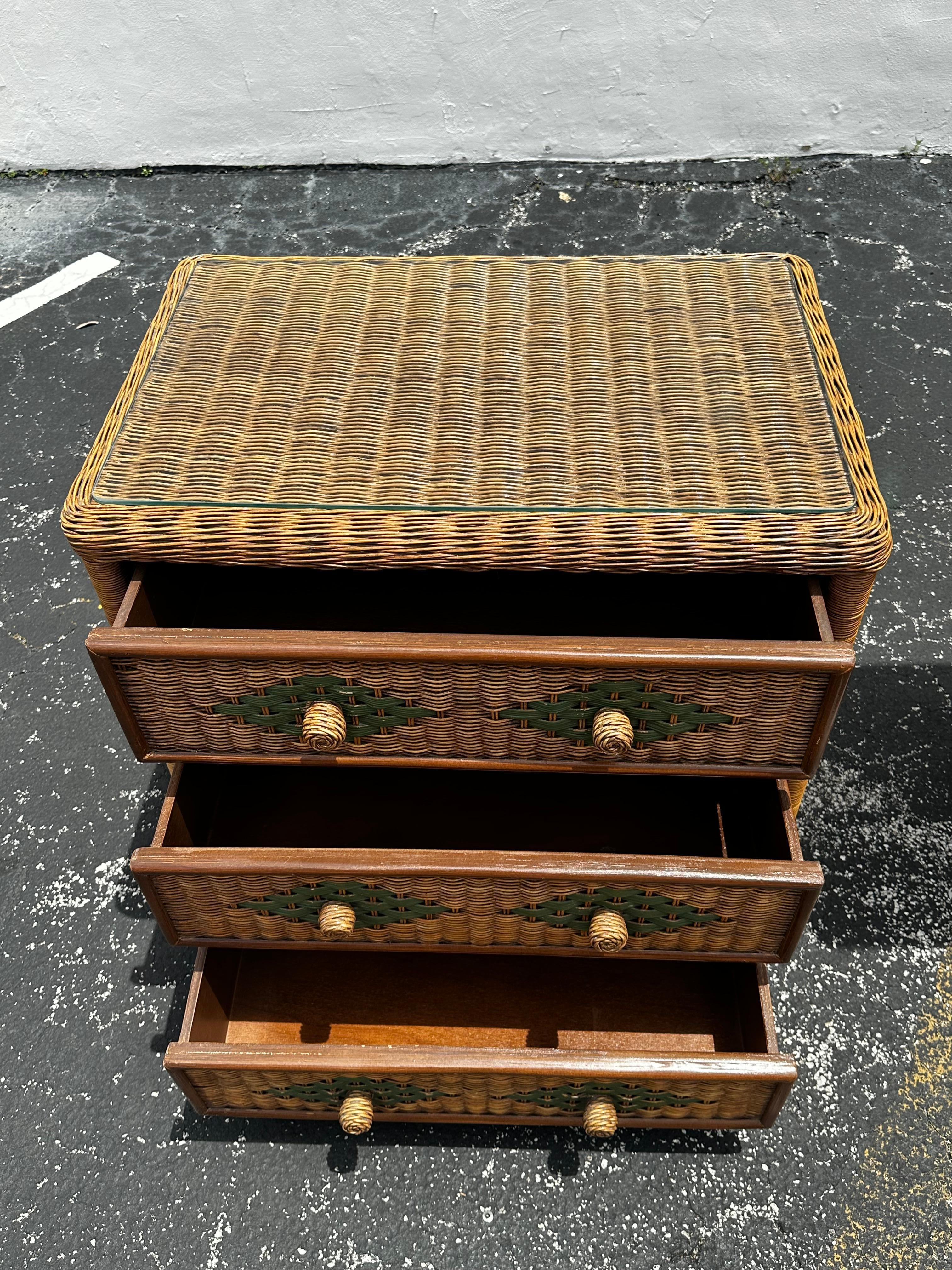 1970s Arch Rattan Wardrobe Armoire Chest of Drawers, set of 2 For Sale 8