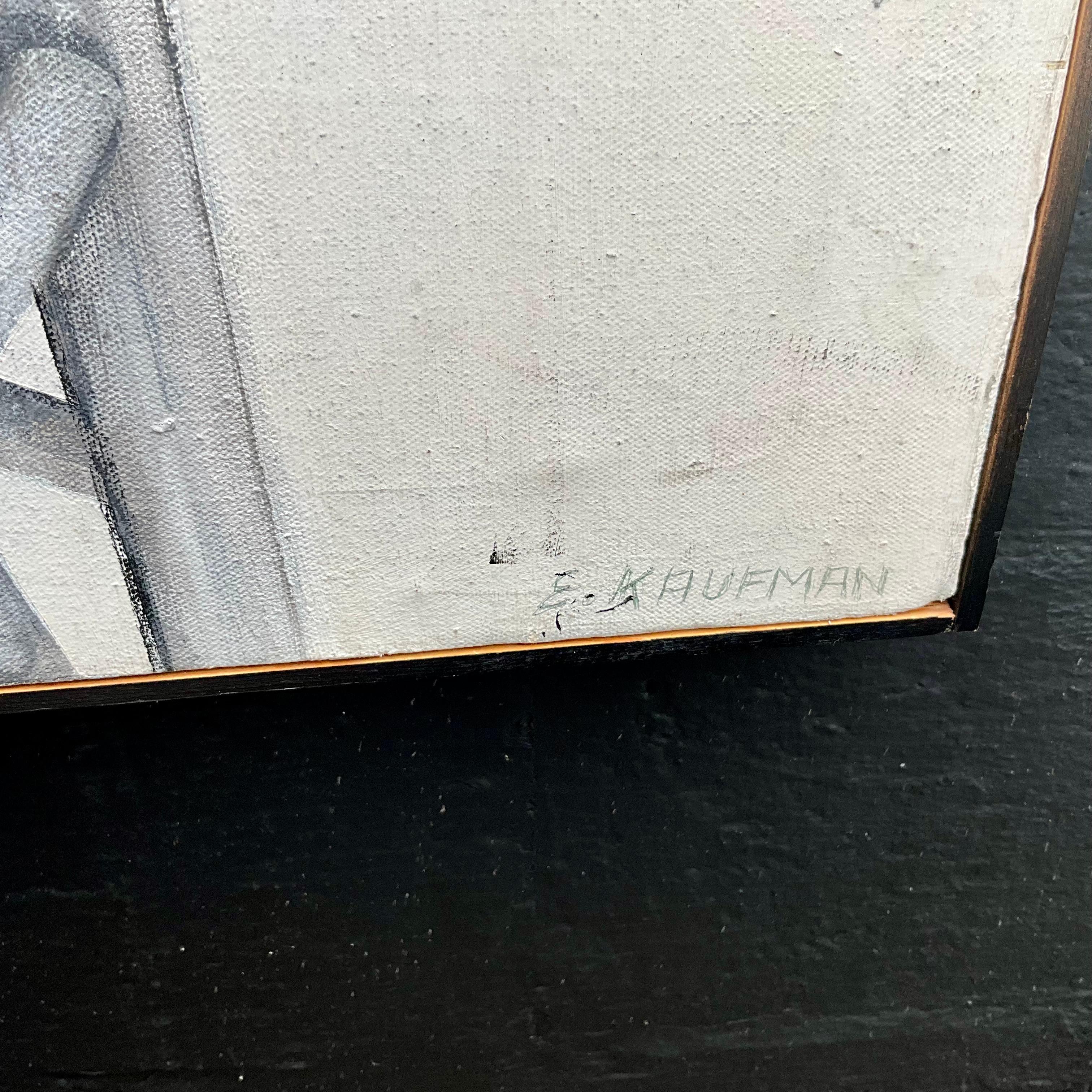 Toile 1970s Painting by E.M. Kaufman Black and White en vente