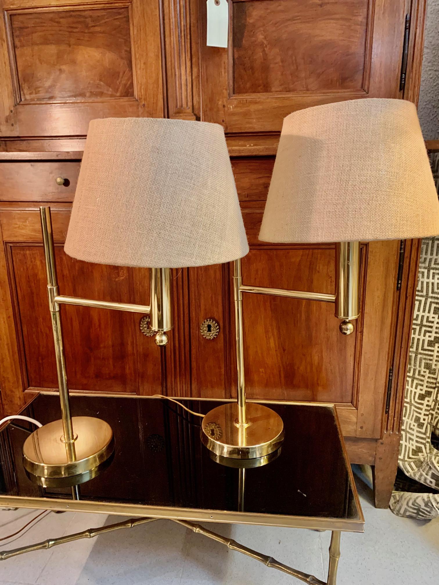 1970s Pair Bergboms Brass Sweden Table Lamps For Sale 4