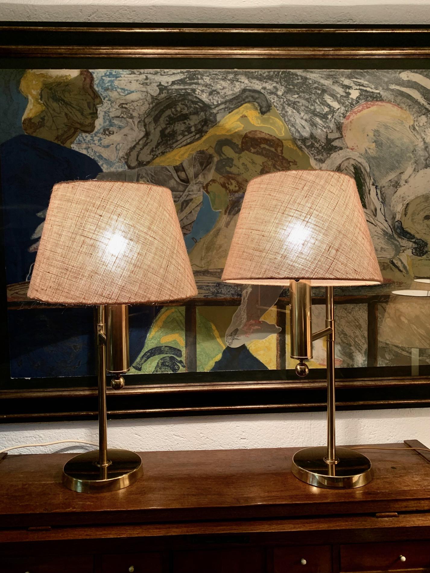 1970s Pair Bergboms Brass Sweden Table Lamps For Sale 7