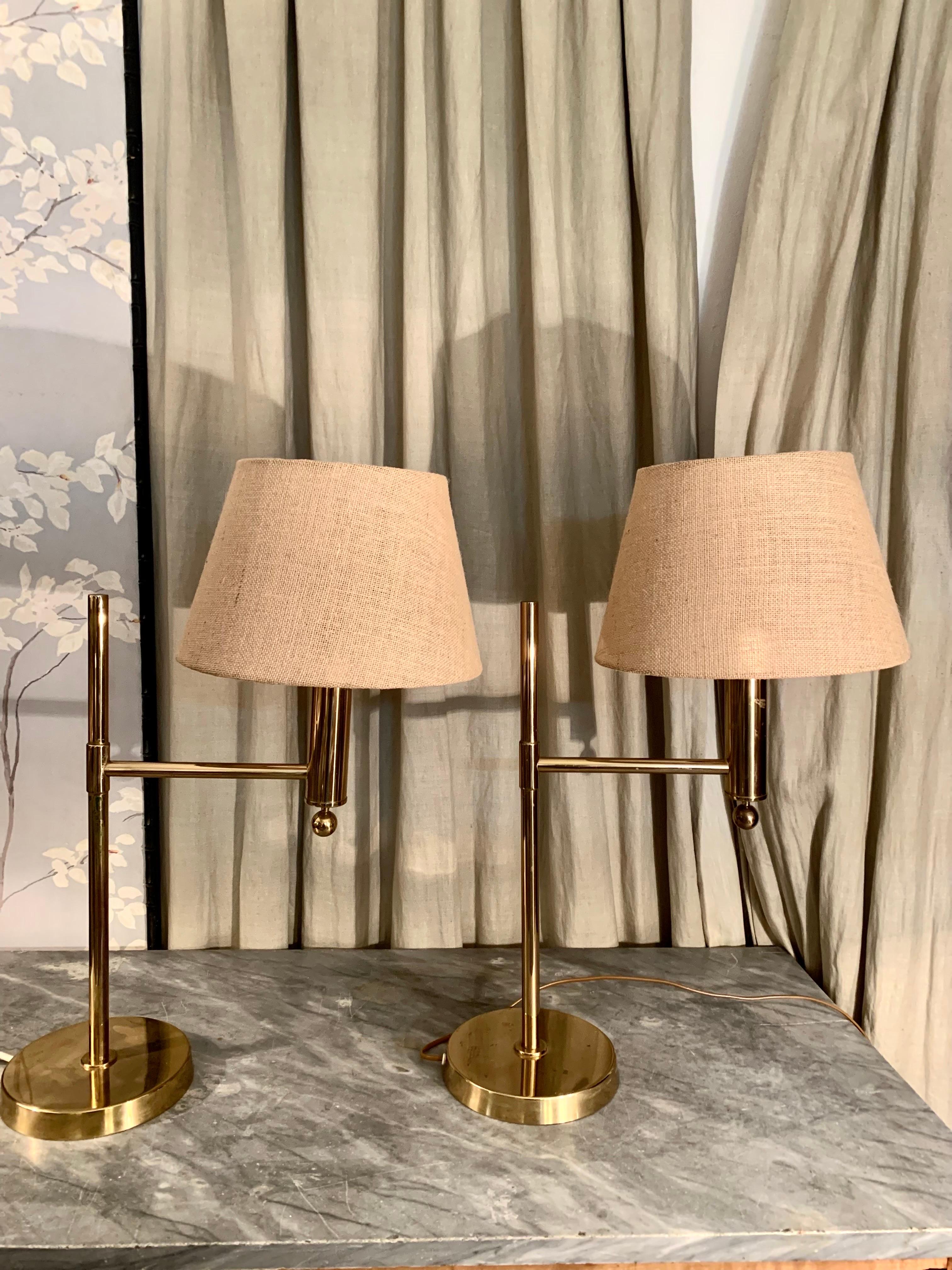 1970s Pair Bergboms Brass Sweden Table Lamps For Sale 13