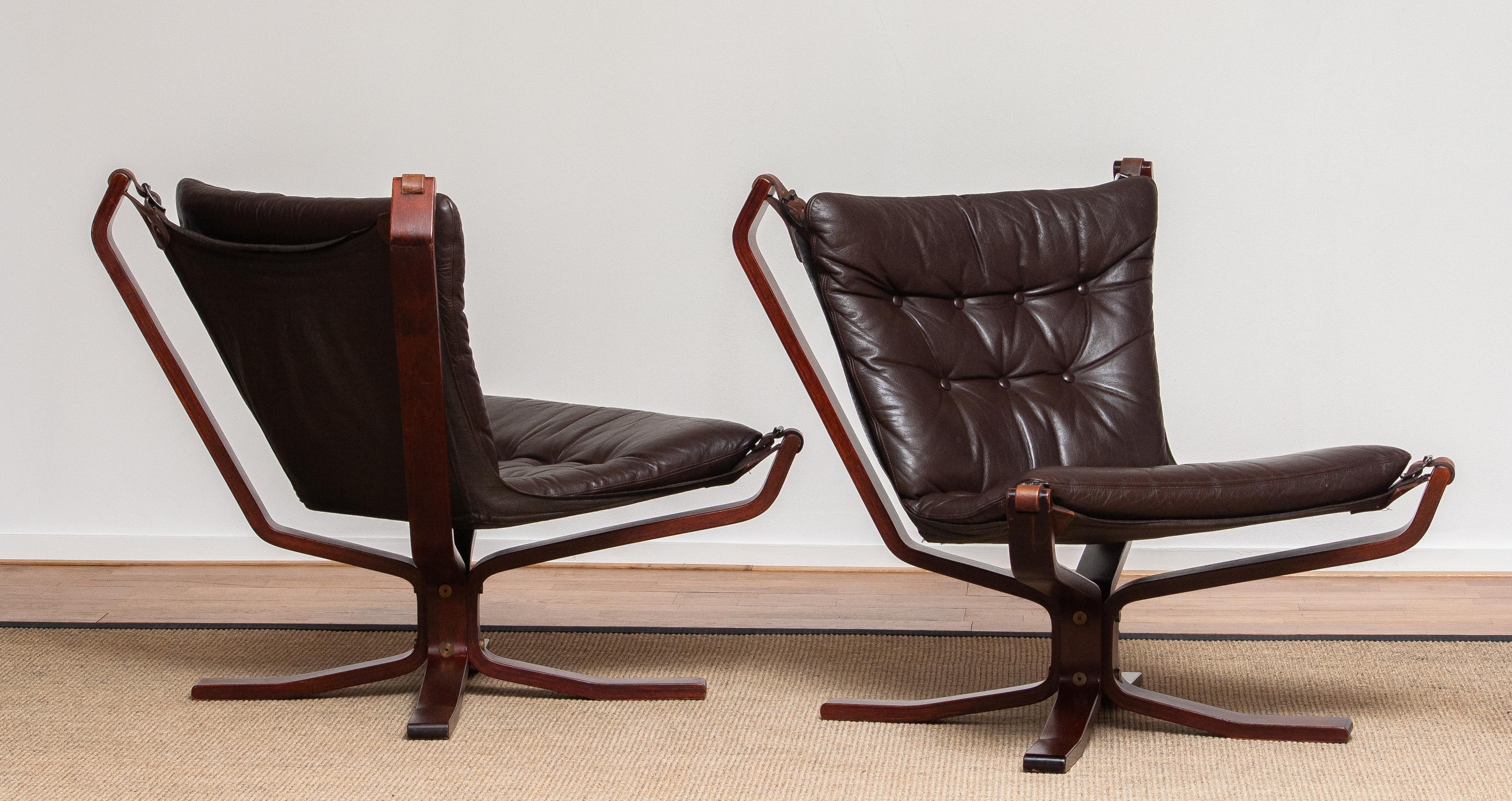 1970s, Pair Brown Leather 'Falcon' Chairs and Coffee Table by Sigurd Resell 6