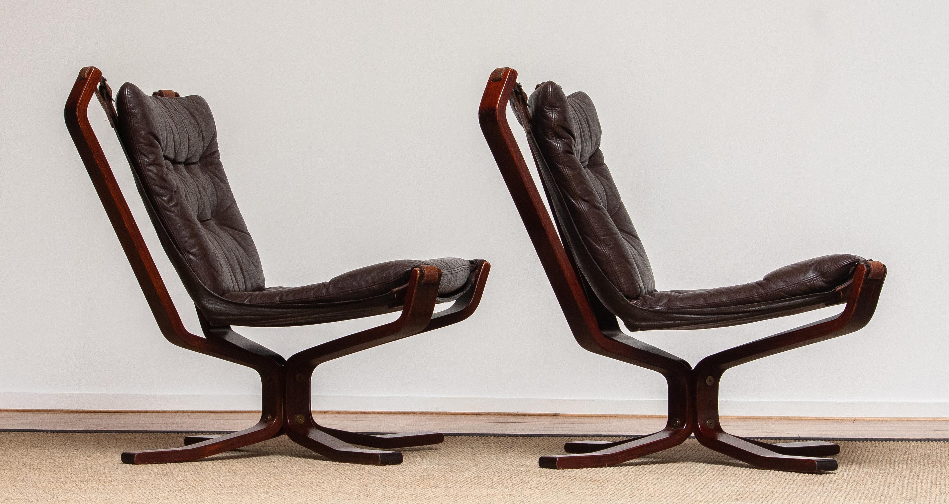 1970s, Pair Brown Leather 'Falcon' Chairs and Coffee Table by Sigurd Resell 8