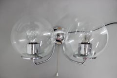 1970s Pair Chrome and Glass  Wall Lamps , Czechoslovakia