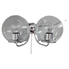 1970s Pair Chrome and Glass  Wall Lamps , Czechoslovakia