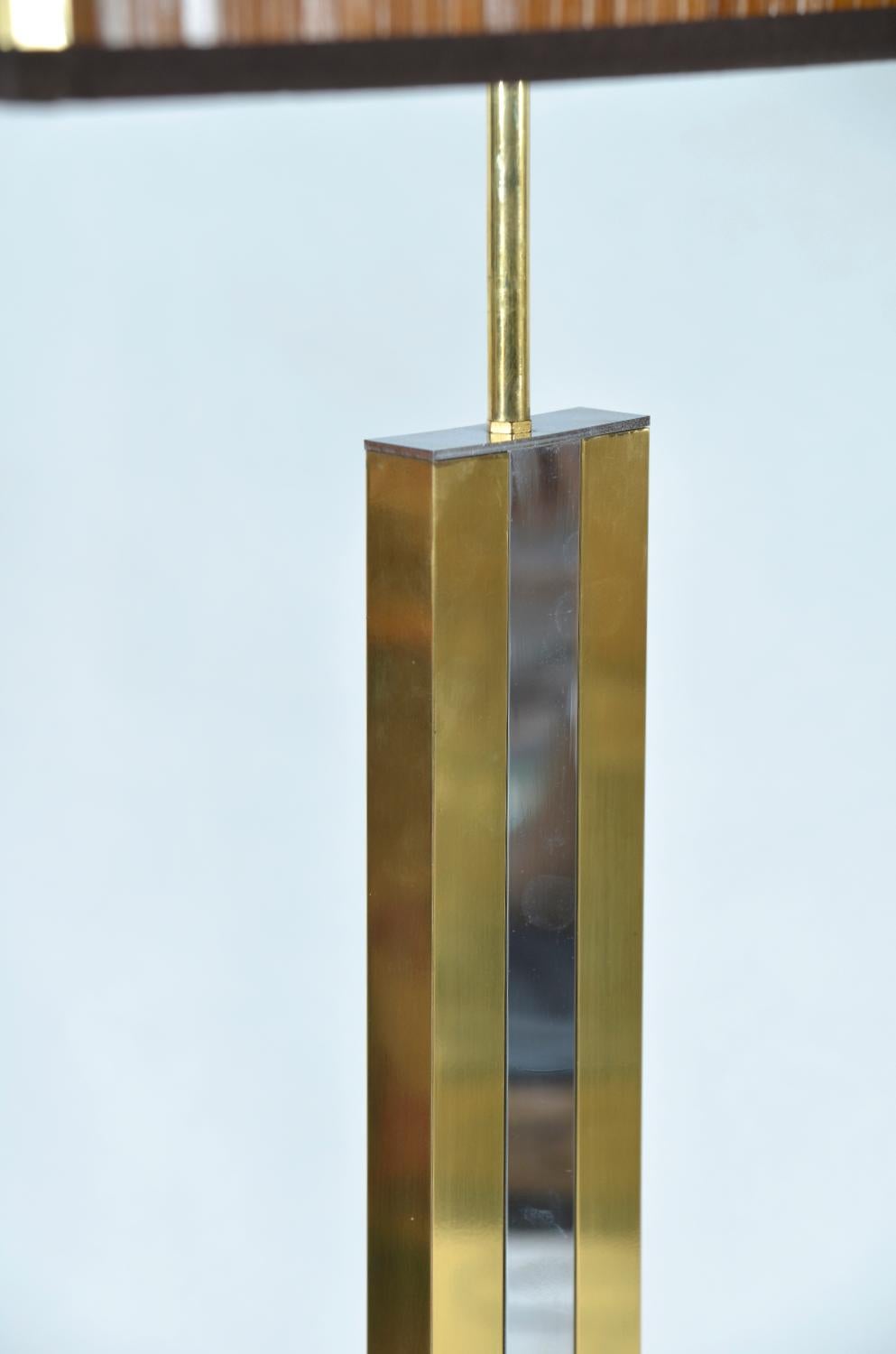 1970s Pareja Lámparas De Pie Italianas Cromo Latón Bambú Hollywood Regency en venta 8