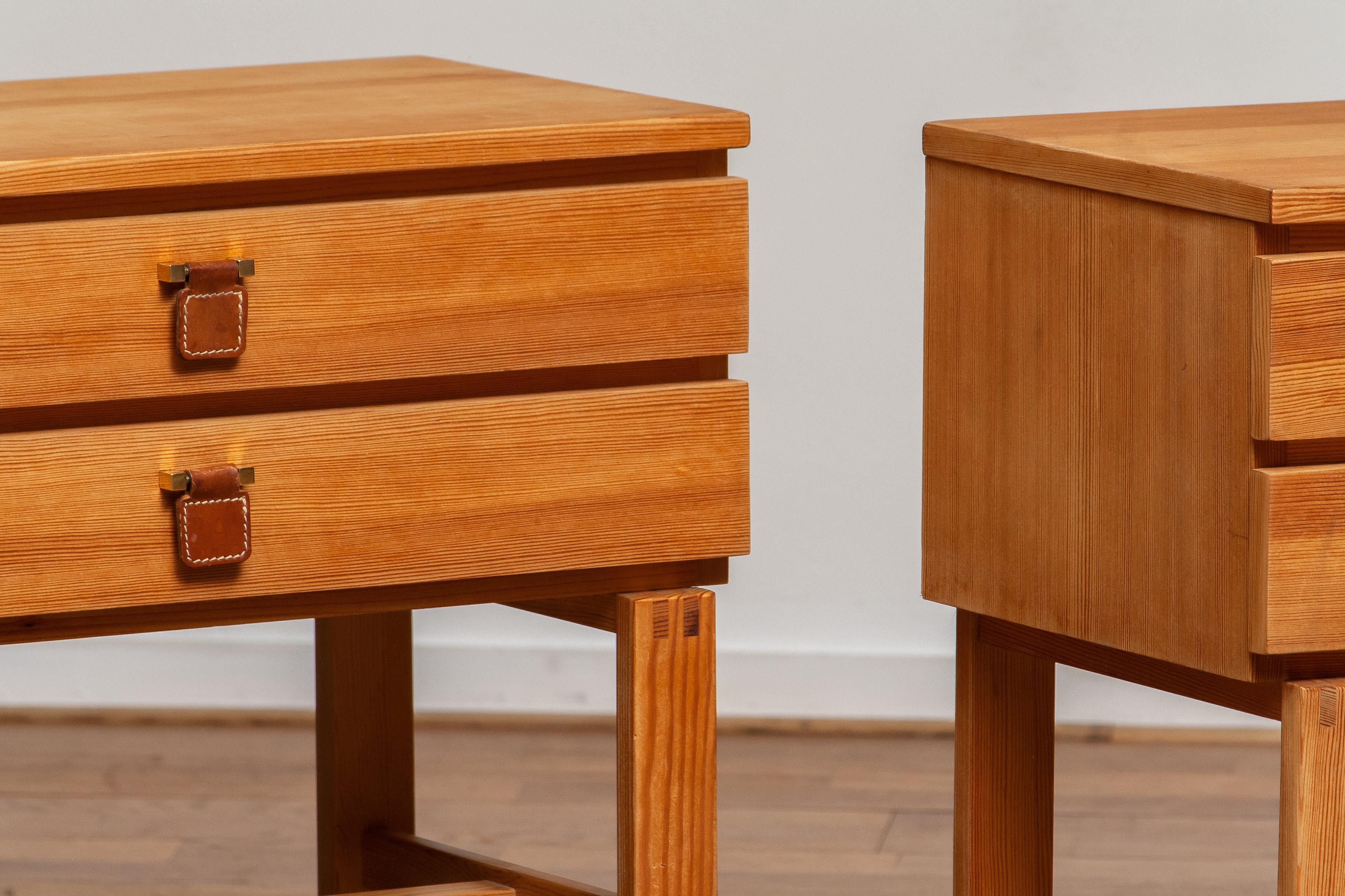 1970s, Pair of Nightstands or Bedside Tables in Pine by Sigurd Göransson Sweden 1
