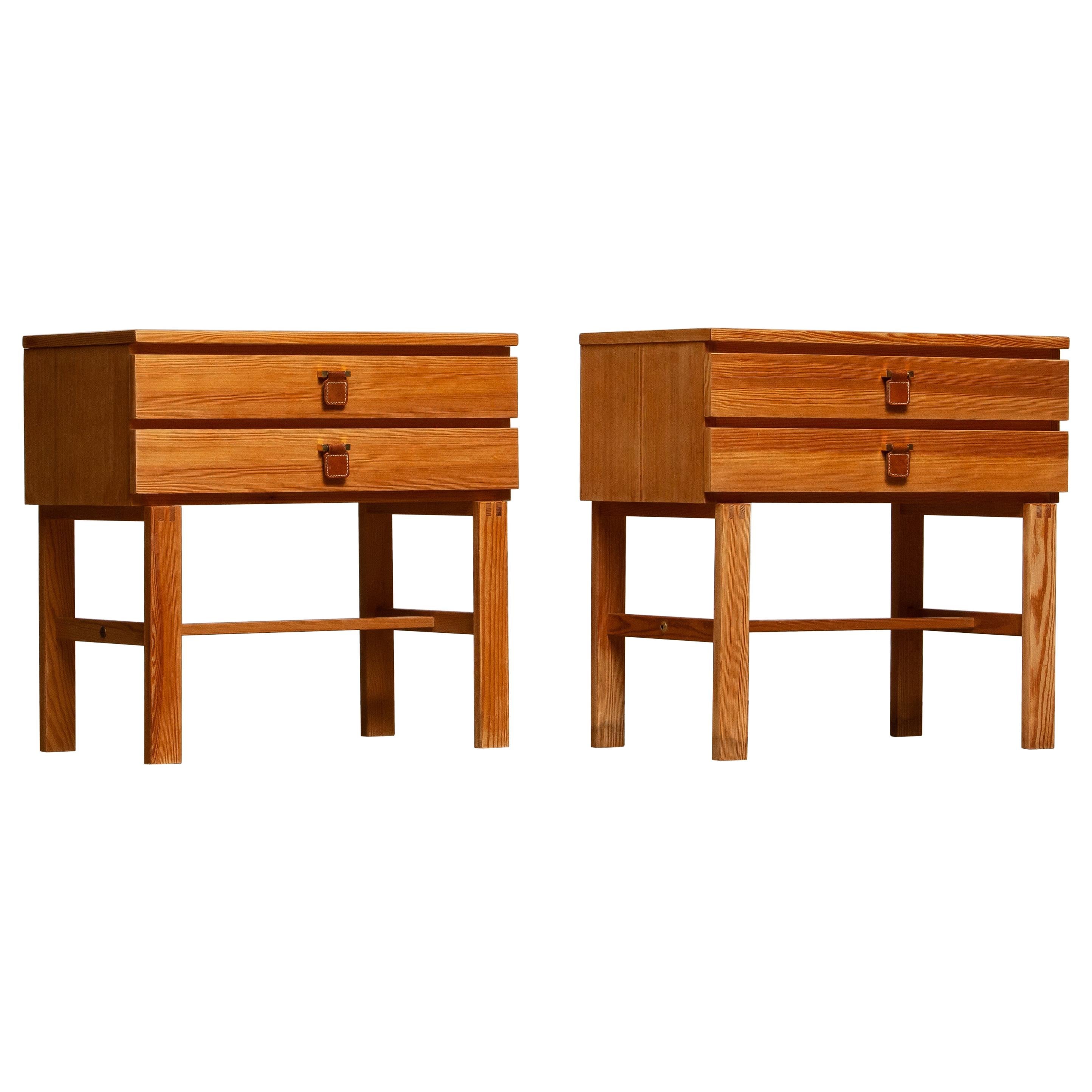 1970s, Pair of Nightstands or Bedside Tables in Pine by Sigurd Göransson Sweden