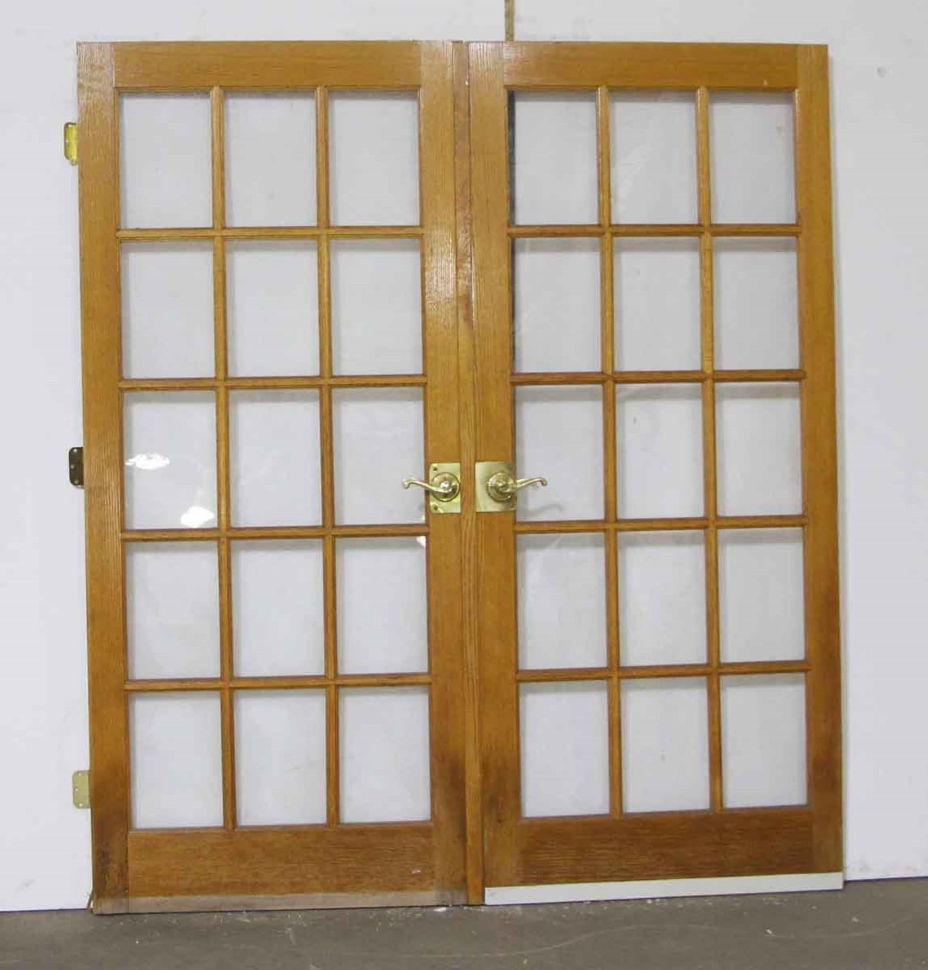 1970s Pair of 15 Lite Wood French Doors In Good Condition In New York, NY