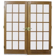 Paire de 15 portes-fenêtres en bois Lite des années 1970