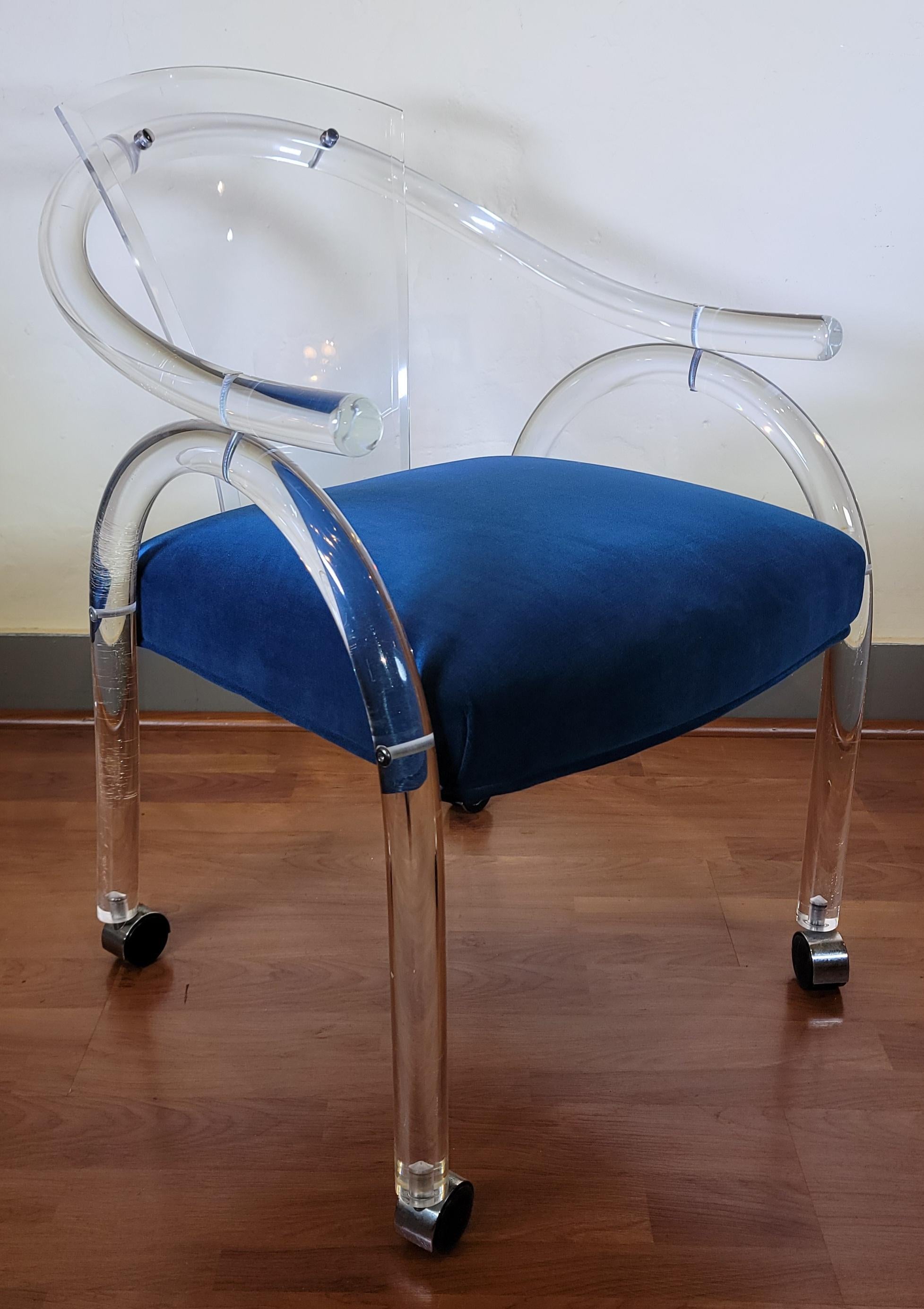 Unknown 1970s Pair of Acrylic Charles Hollis Jones Style Club Chairs