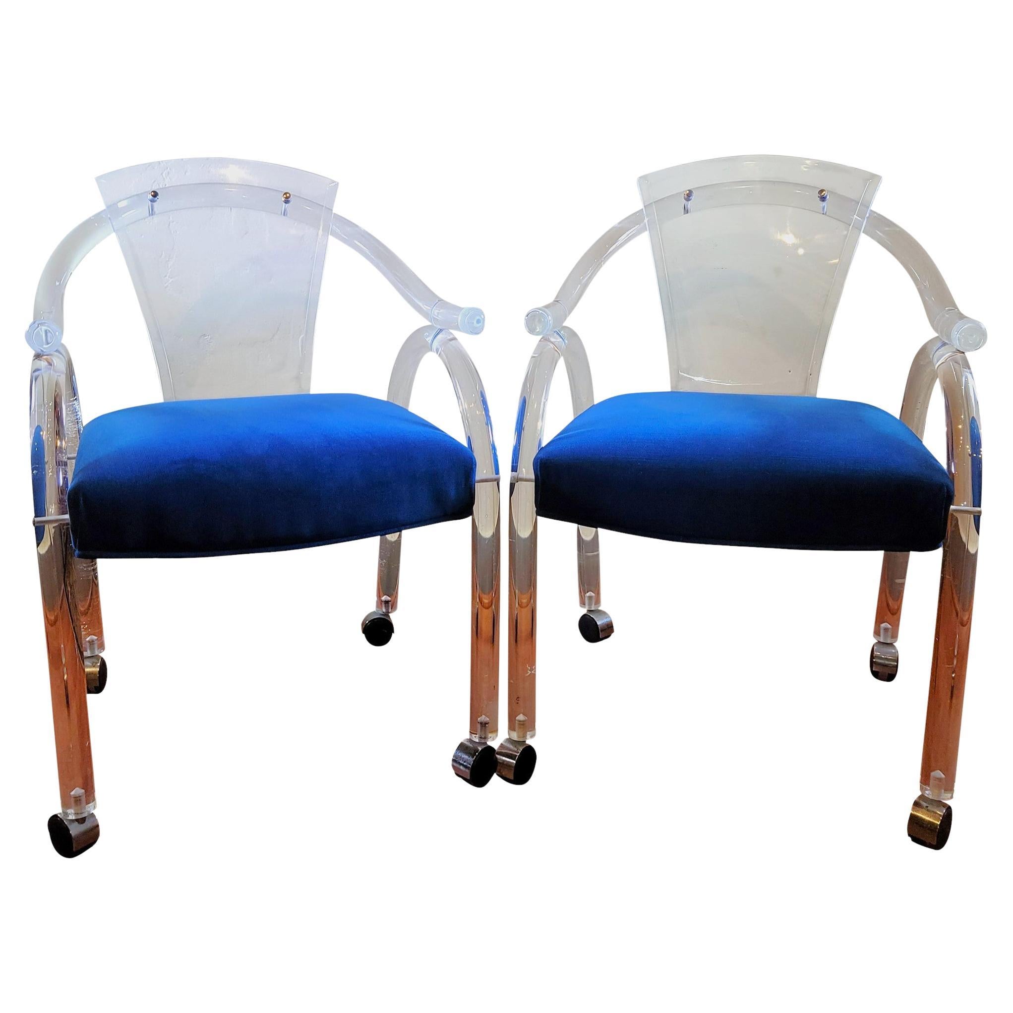 1970s Pair of Acrylic Charles Hollis Jones Style Club Chairs