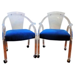Vintage 1970s Pair of Acrylic Charles Hollis Jones Style Club Chairs