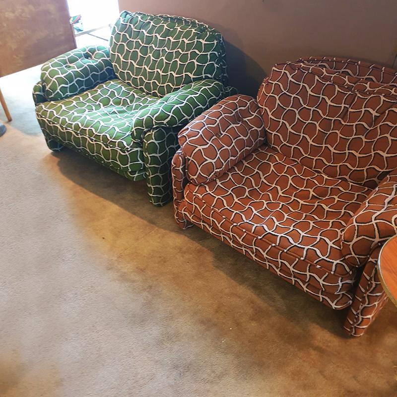 1970s Pair of Armchairs by Tobia Scarpa with Rubelli Fabric by Luke Edward Hall In Excellent Condition For Sale In Milan, IT