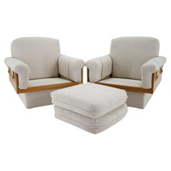 1970s Pair of Armchairs in Boucle Fabric, Czechoslovakia