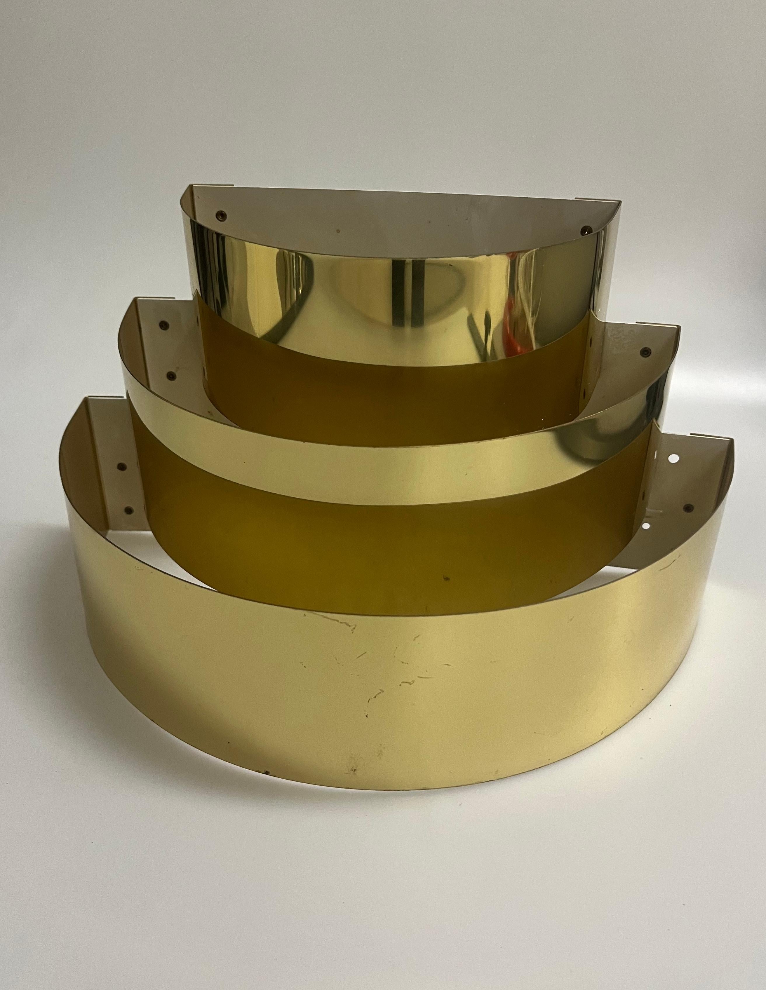 Late 20th Century 1970s Pair of Art Deco Brass Cascading Sconces in the style of Curtis Jeré