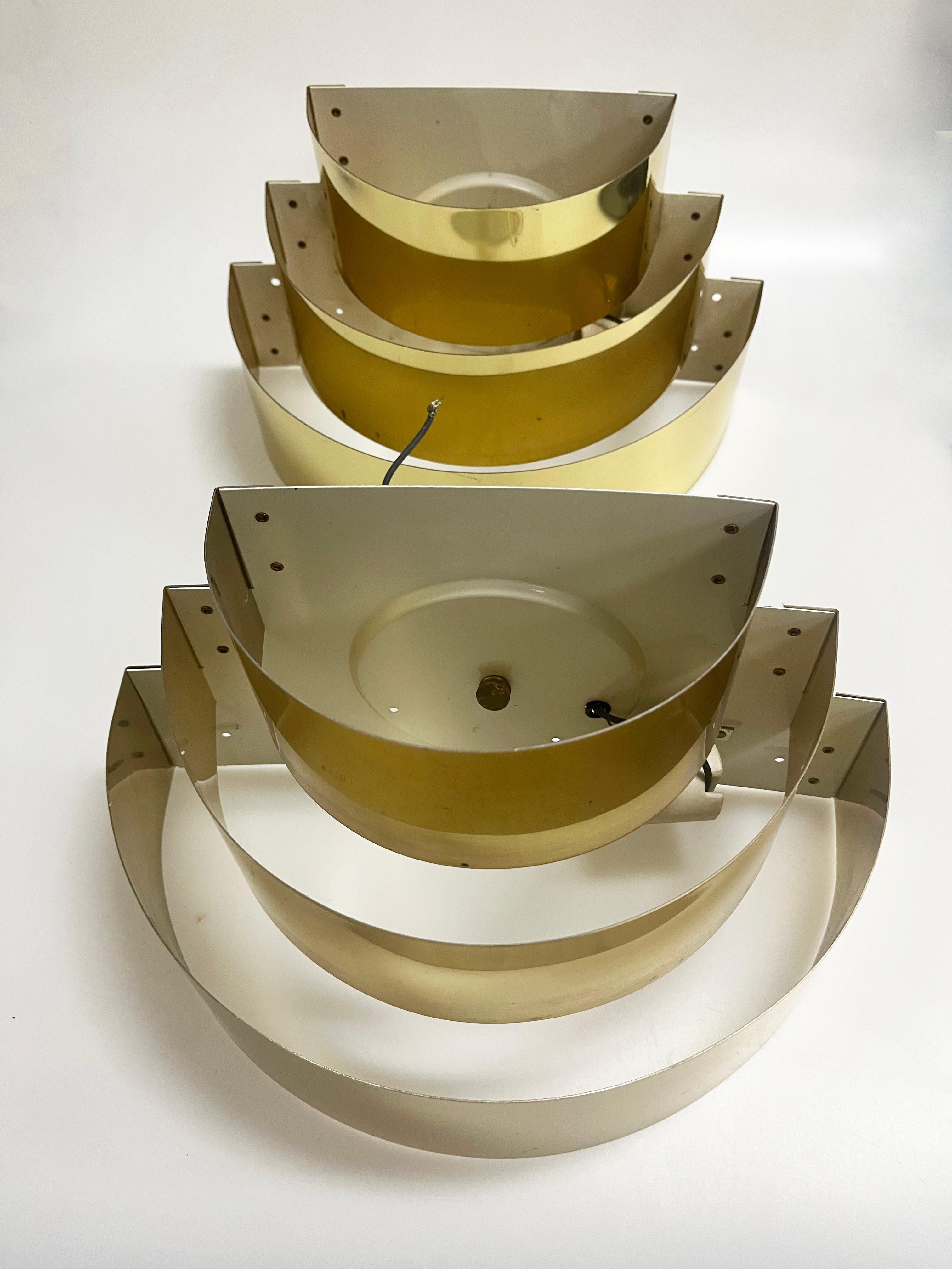 1970s Pair of Art Deco Brass Cascading Sconces in the style of Curtis Jeré 3
