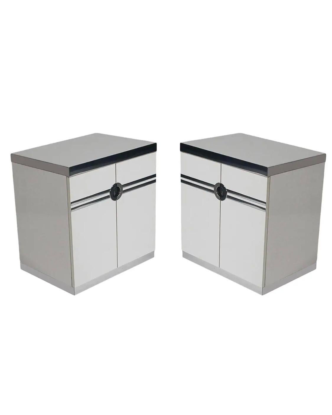 French 1970s Pair of Art Deco Nightstands by Pierre Cardin for Dillingham For Sale