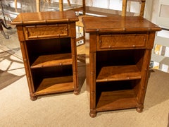 1970s Pair of Bamboo Imitation Root Wood Bedside Tables with One Drawer
